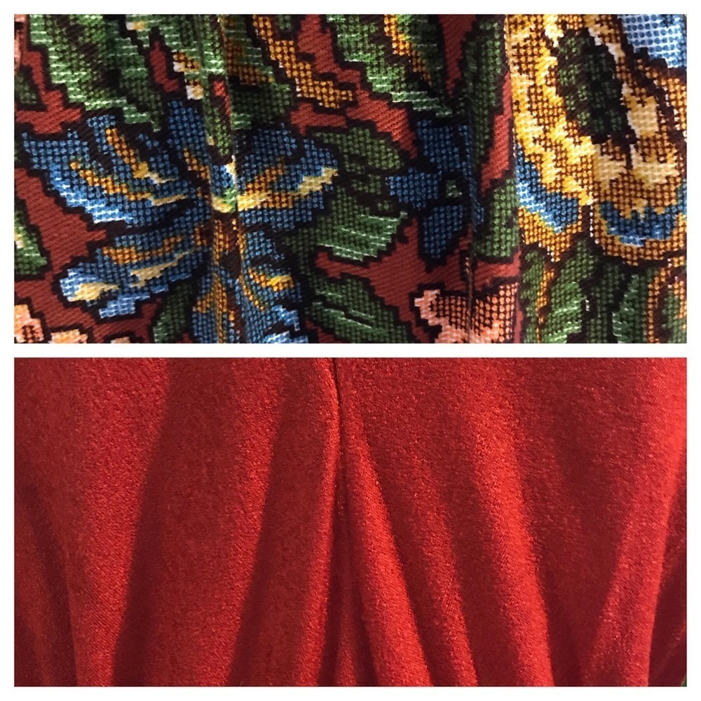 Authentic vintage 1970s maxi dress with rich floral tapestry-style skirt - Picture 6 of 8